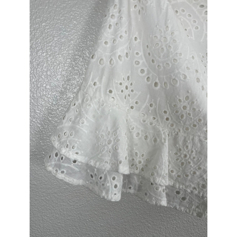 Lulus Playa de Isla White Eyelet Lace Ruffled Mini Skirt White Small - Picture 6 of 11
